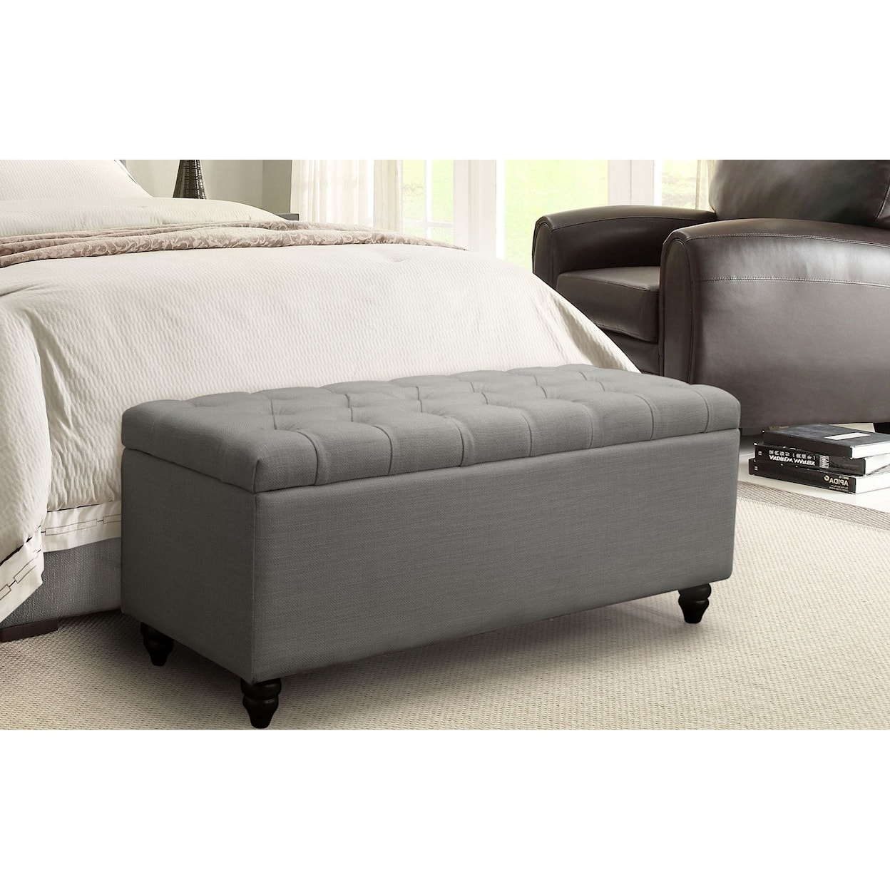 Diamond Sofa Furniture Park Ave Tufted Lift-Top Storage Trunk