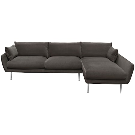 Sectional with Brushed Metal Legs 