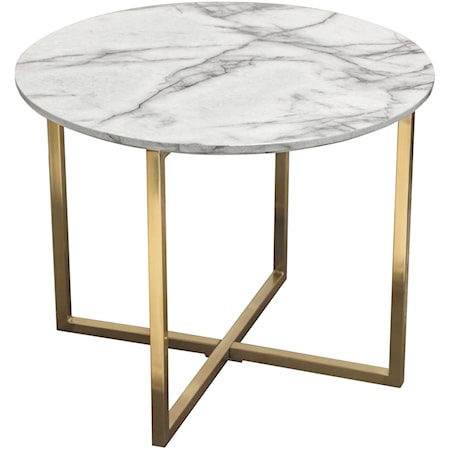24" Round End Table with Faux Marble Top 