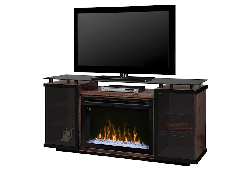 Aiden Media Console with Fireplace Insert by Dimplex at Corner Furniture