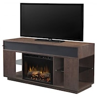 64" Media Console with Electric Fireplace with Logs