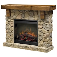 Rustic Fieldstone Flat-Wall Fireplace