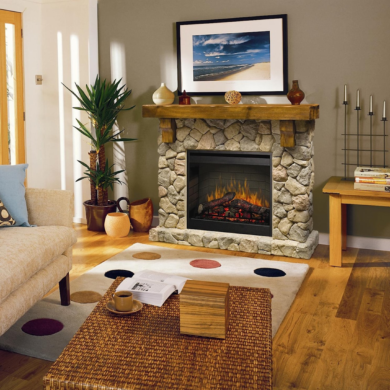 Dimplex Flat-Wall Fireplaces Fieldstone Flat-Wall Fireplace