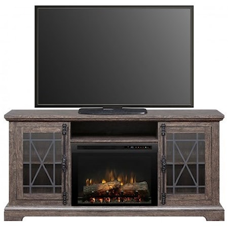 Media Console Fireplace with Glass Doors