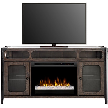 Glass Top Media Console Fireplace