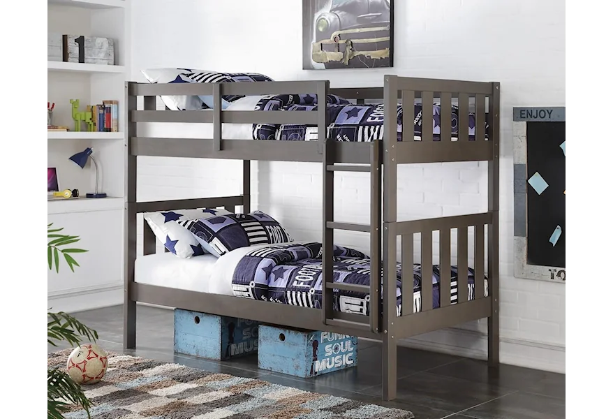 1010 Dark Grey Twin over Twin Bunk bed by Donco Trading Co at Furniture Fair - North Carolina