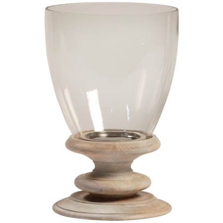 Wooden Hurricane W/Glass