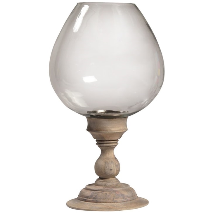 Dovetail Furniture Ceramic and Glass Accessories Wooden Hurricane W/Glass