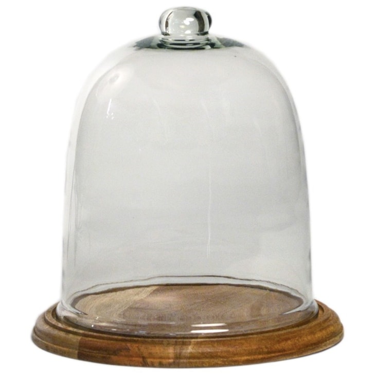 Dovetail Furniture Ceramic and Glass Accessories Wooden Base Hurricane