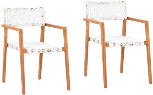 Deeta Outdoor Dining Chair Set Of 2 in White Rattan