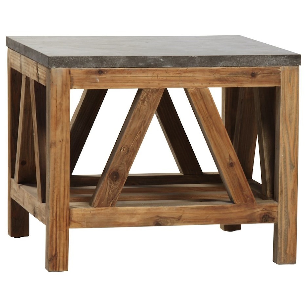 Dovetail Furniture Living Dagny End Table with Reclaimed Wood