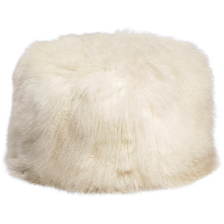 Mohair White Pouf