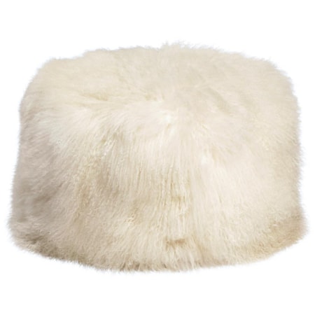 Mohair White Pouf