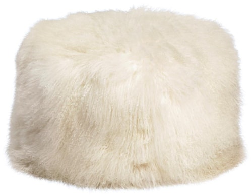 Mohair White Pouf