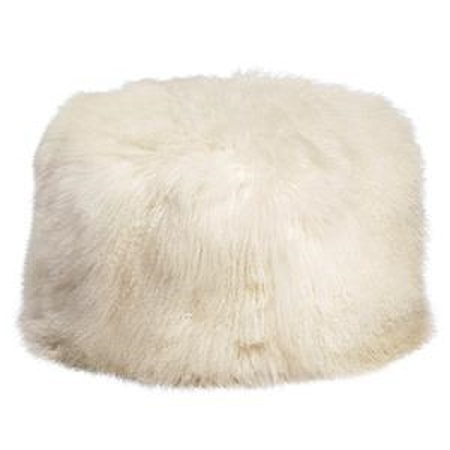 Mohair White Pouf