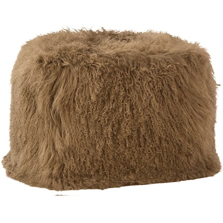 Mohair Light Brown Pouf