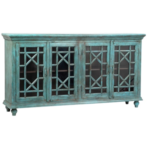 Zamora Teal Crackle Sideboard