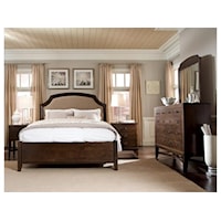 Transitional Queen Upholstered Panel Bed