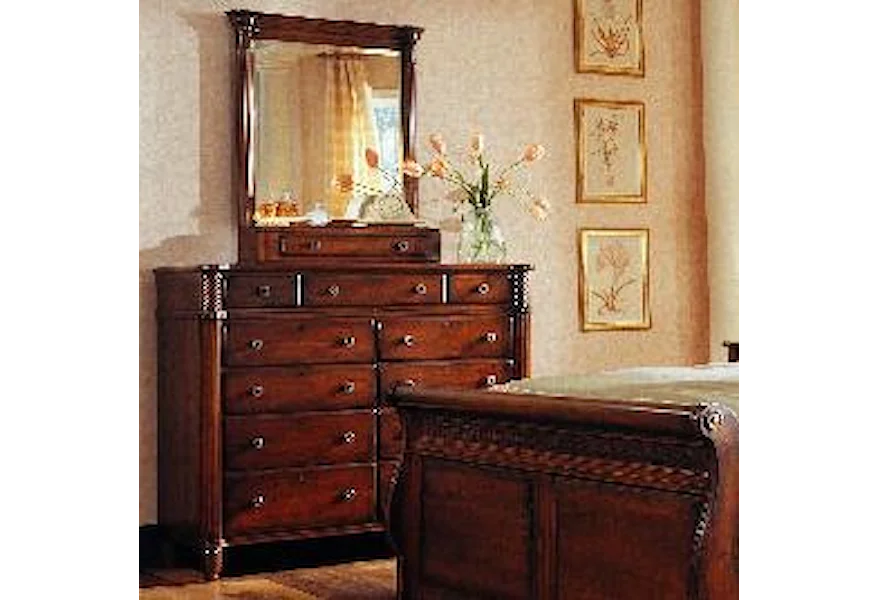 George Washington Architect Dressing Chest with Vertical Mirror by Durham at Stoney Creek Furniture 