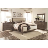 Transitional Queen Upholstered Panel Bed