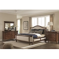 Transitional King Grand Upholstered Bed with Curved Footboard