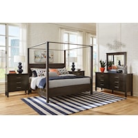 Transitional Queen Poster Bed with Canopy