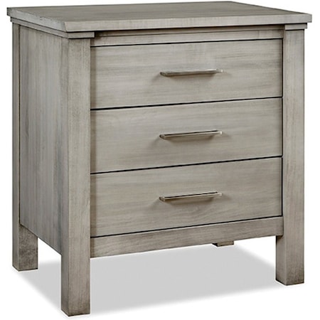 Transitional Solid Wood 3-Drawer Nightstand