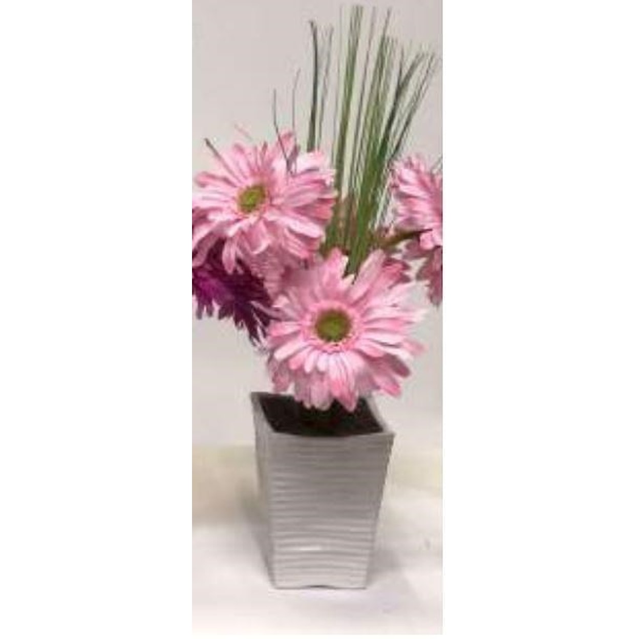 D&W Silks Floral100120 Blush Pink Gerber Dasies In White Planter