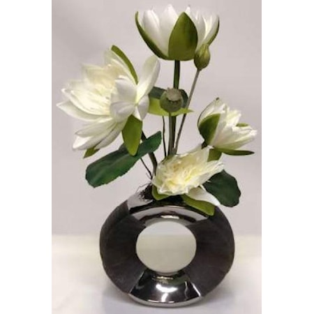 Lotuis Blossoms In Silver Ceramic