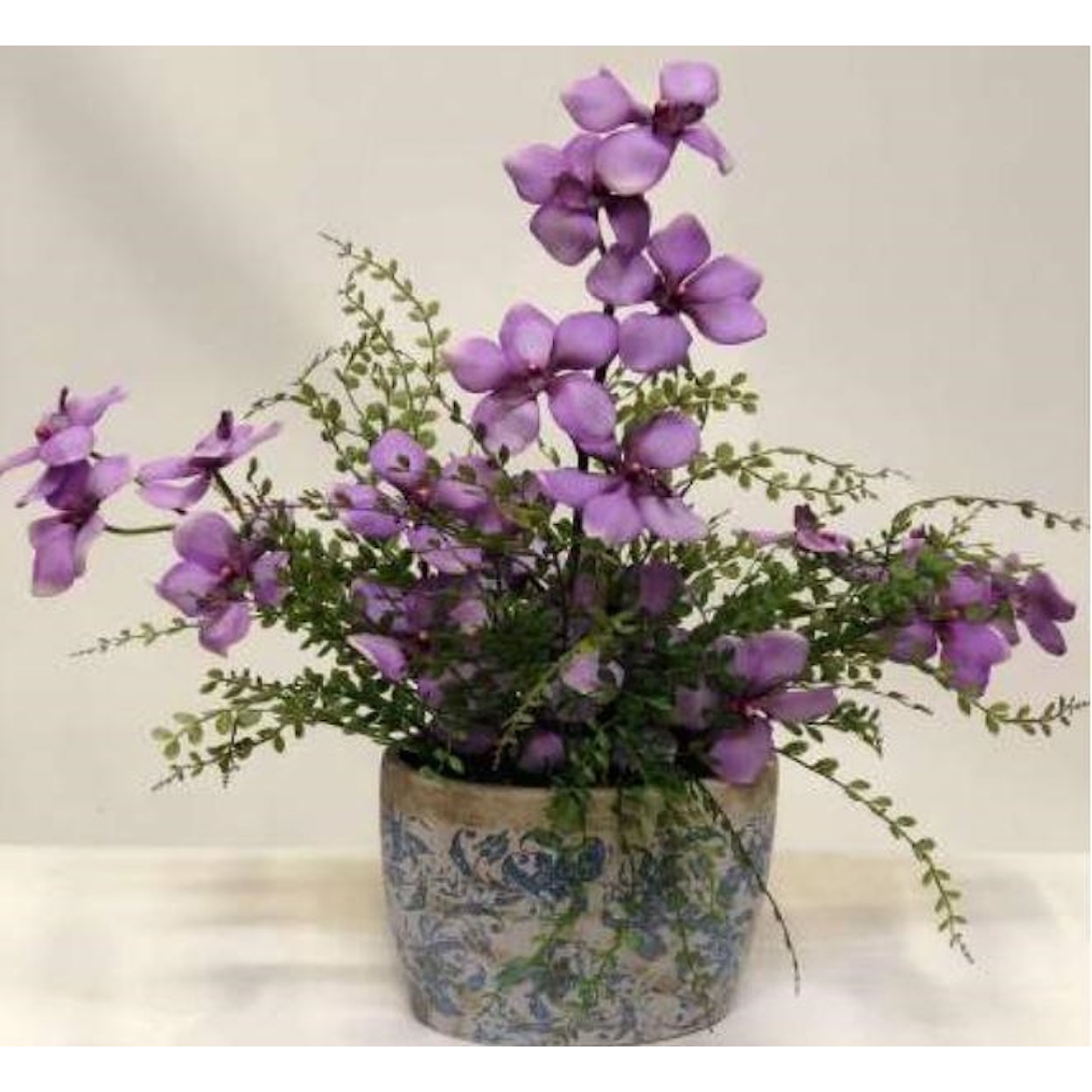 D&W Silks Floral100120 Purple Vanda Orchids Mini Fern