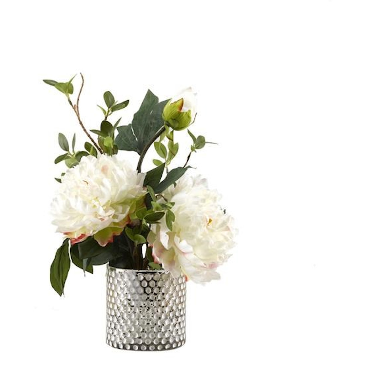 D&W Silks Florals and Botanicals Large White Peonies In Vase