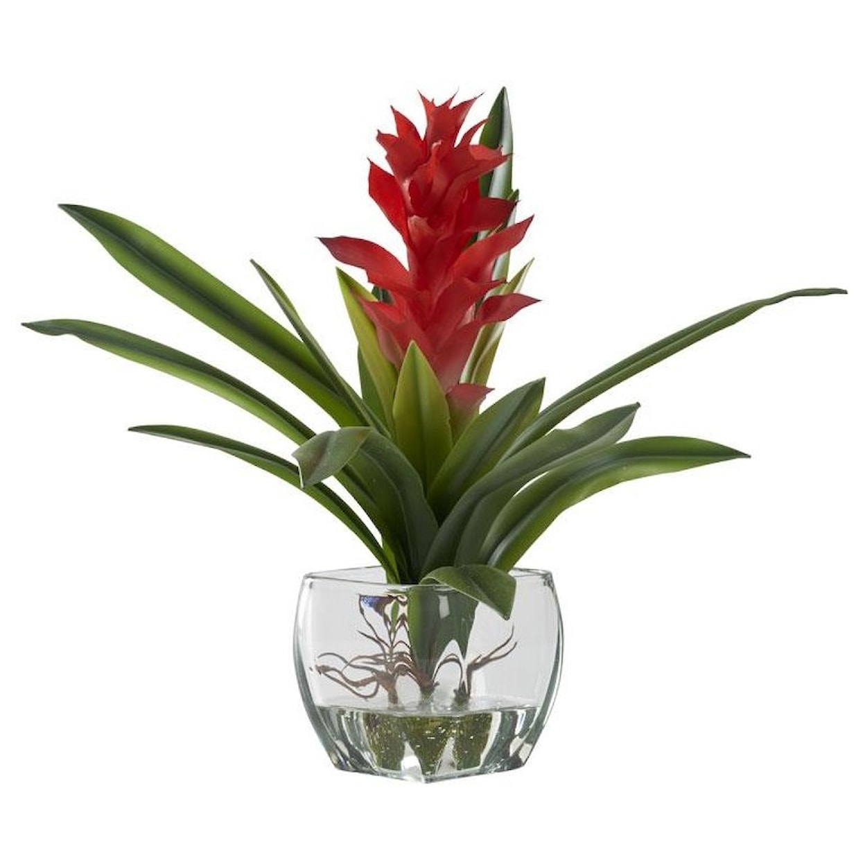 D&W Silks Florals and Botanicals Red Ginger Plant in Glass Cube