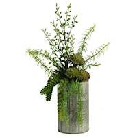 Aloe, Burro Tail, and Succulents in Metal Vase