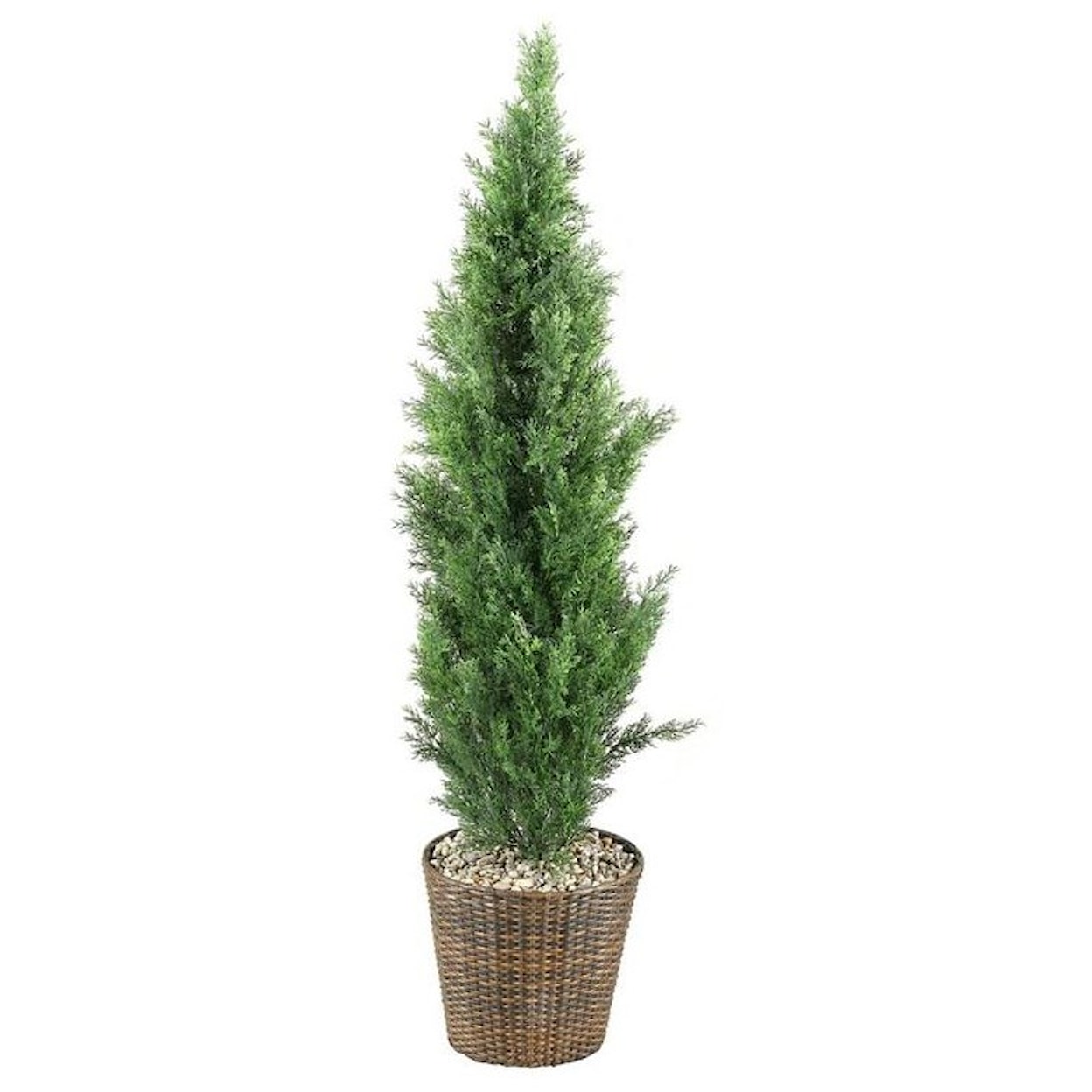 D&W Silks Artificial Trees 5.5' Cedar Tree in Round Basket