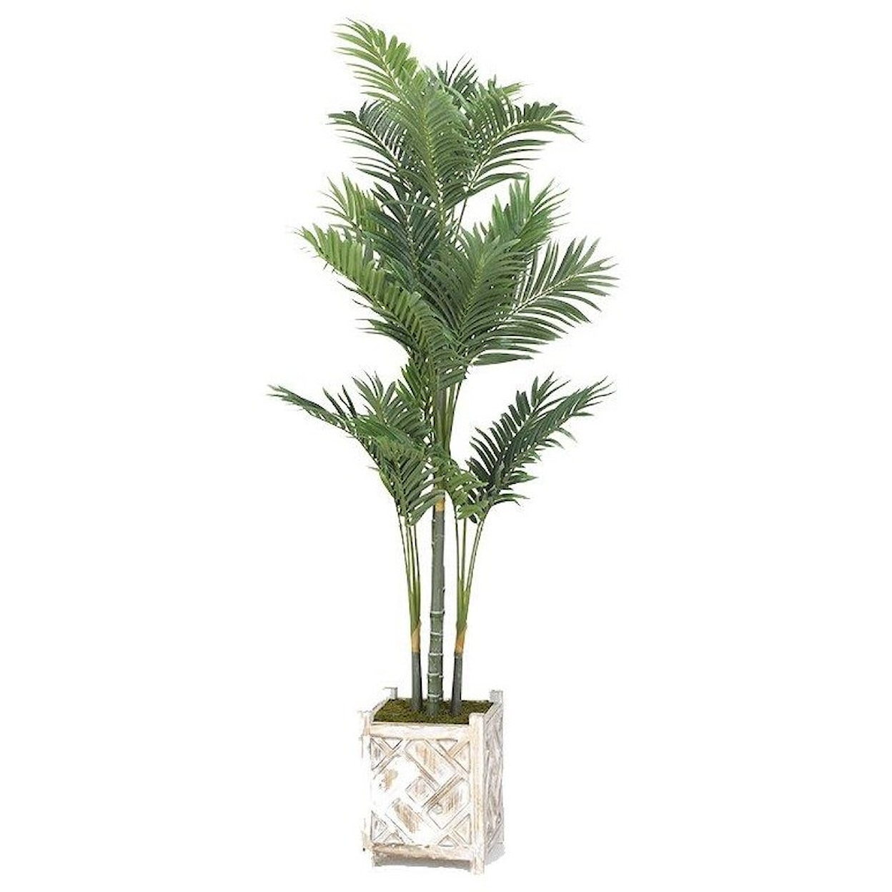 D&W Silks Artificial Trees Golden Palm Tree in Square Wooden Planter