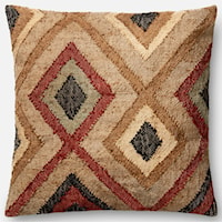 22" X 22" Cover w/Poly Rust / Beige Jute | Cotton  Pillow