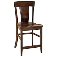 Stationary Bar Stool - Wood Seat