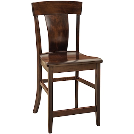 Stationary Counter Height Stool - Wood Seat