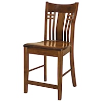 Stationary Bar Stool - Wood Seat