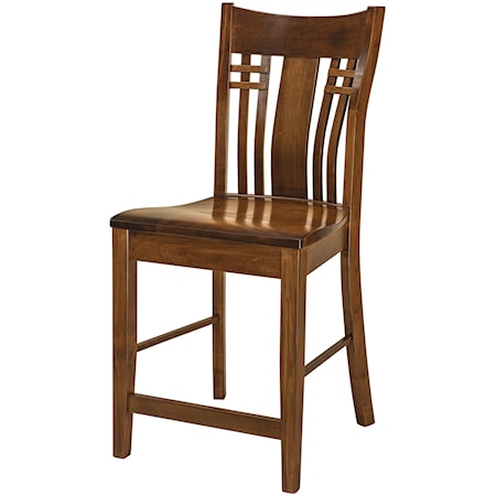 Stationary Bar Stool - Wood Seat