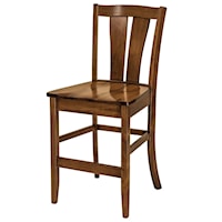 Stationary Counter Height Stool - Wood Seat