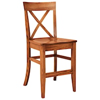 Stationary Counter Height Stool - Wood Seat