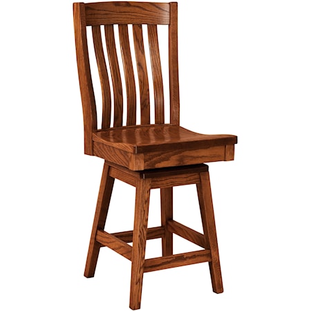 Swivel Bar Stool - Wood Seat