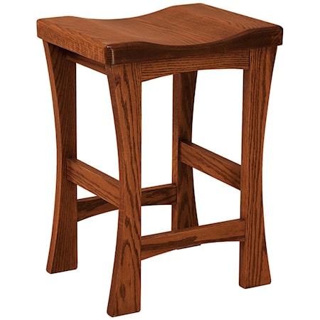24" Height Bar Stool - Wood Seat