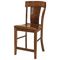 Stationary Counter Height Stool - Wood Seat