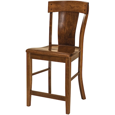 Stationary Bar Height Stool - Leather Seat