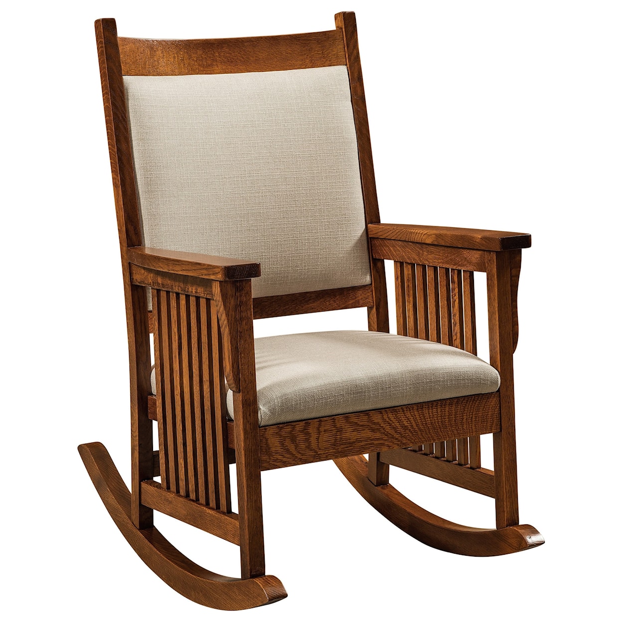 F&N Woodworking Madison Rocker Arm Chair - Fabric Seat