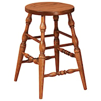 24" Height Stationary Bar Stool - Leather Seat