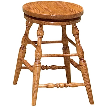 24" Height Swivel Bar Stool - Wood Seat
