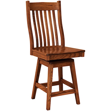 Swivel Bar Height Stool - Wood Seat